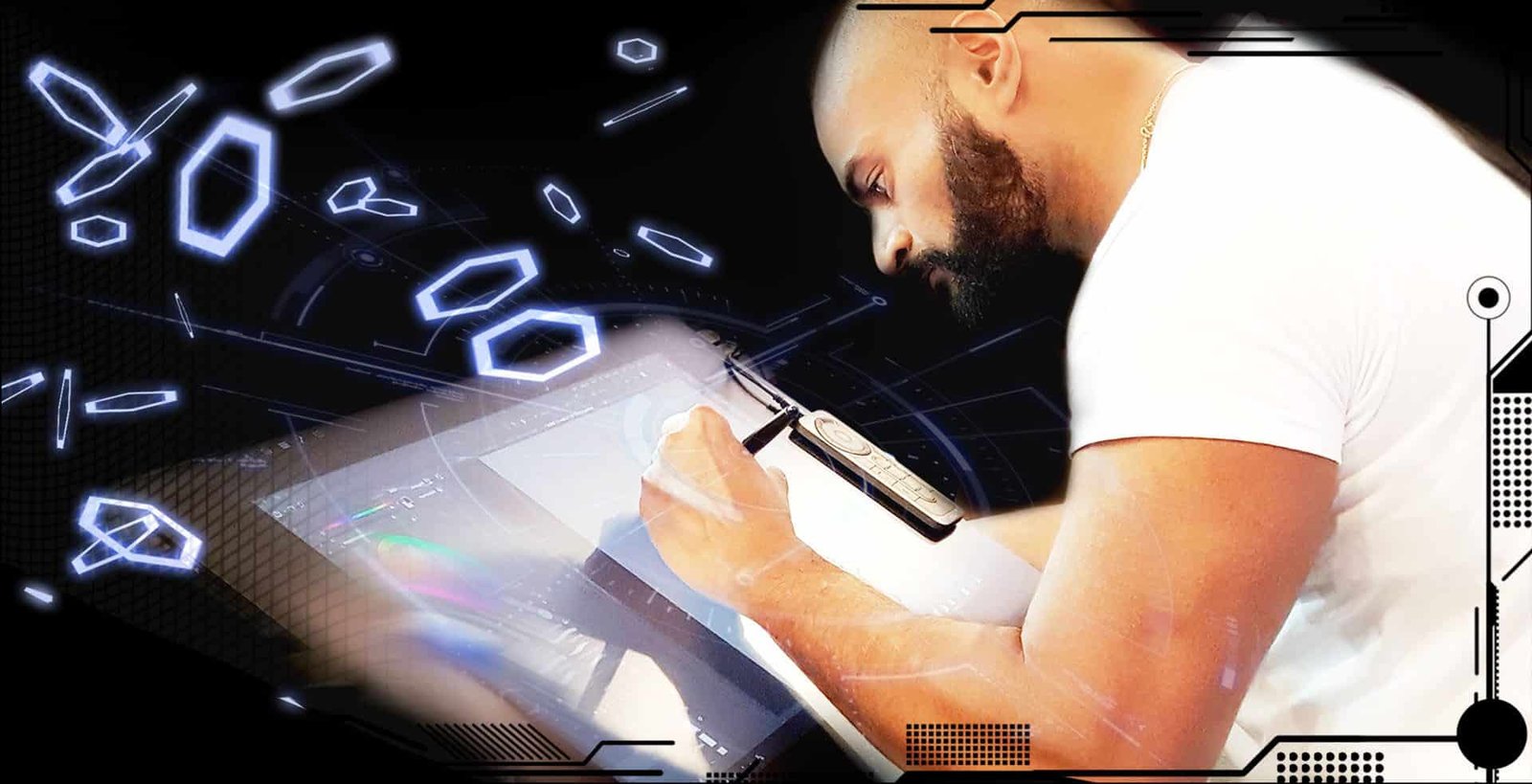 Germain dessinant sur une tablette Wacom Cintiq