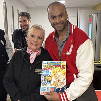 Germain avec Enrique, chanteur officiel de Goldorak