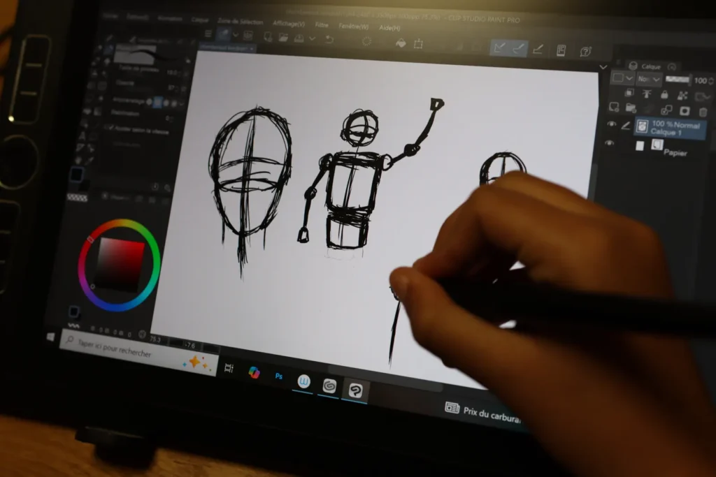 Premiers personnages dessinés sur tablette