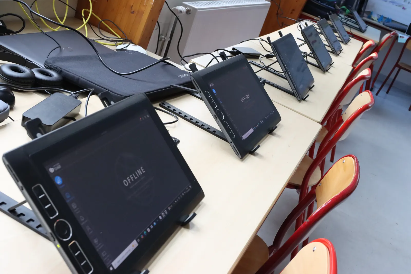 Salle équipée de tablettes Wacom pour un atelier de dessin numérique
