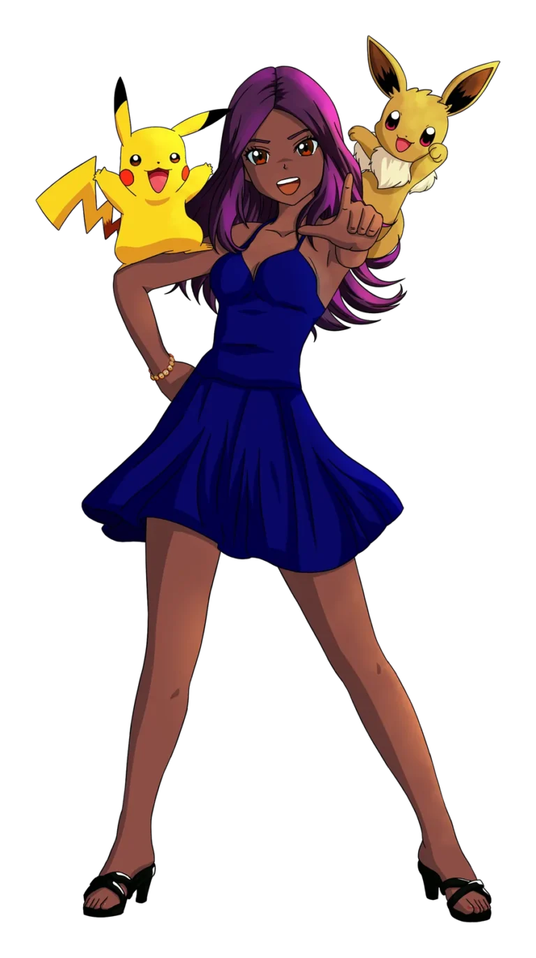 Dessin de Germain Kaniza : fille et pokémon
