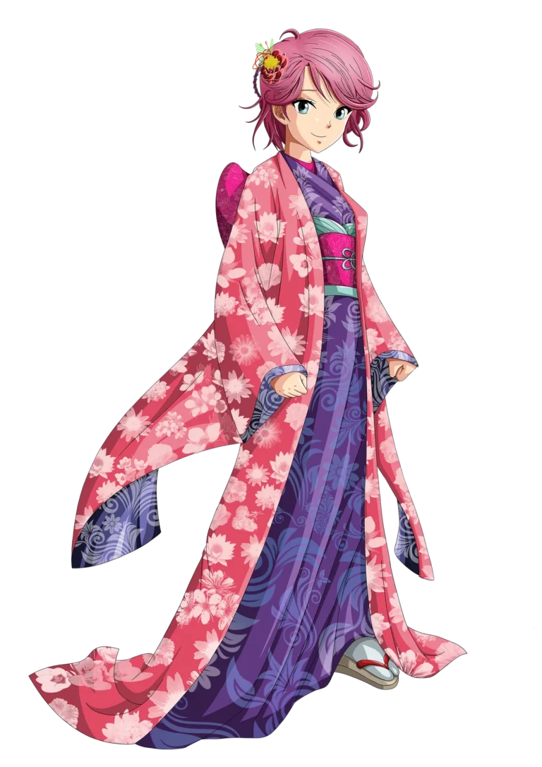 Dessin de Germain Kaniza : kimono fleuri