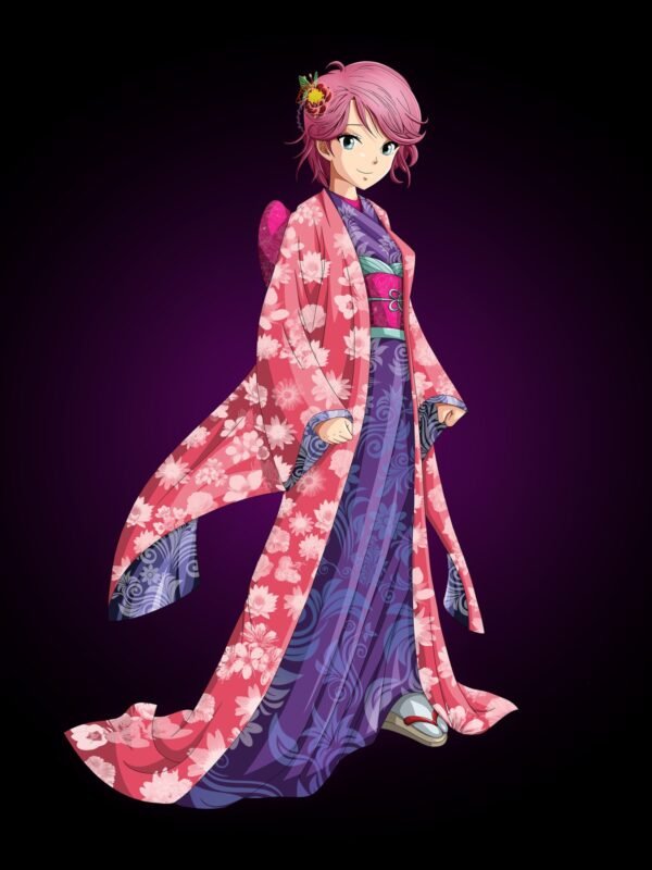 Tirage d'art « Kimono fleuri », illustration de Germain Kaniza