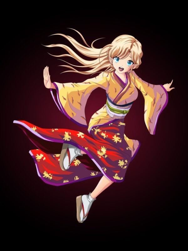 Tirage d'art « Kimono rouge », illustration de Germain Kaniza